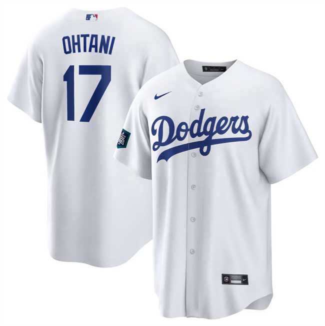 Men's Los Angeles Dodgers #17 Shohei Ohtani White 2024 World Tour Seoul Series Home Stitched Baseball Jersey